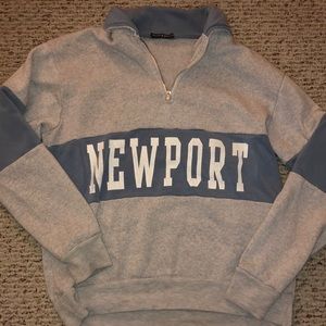 Blue and grey brandy melville 1/4 zip sweatshirt